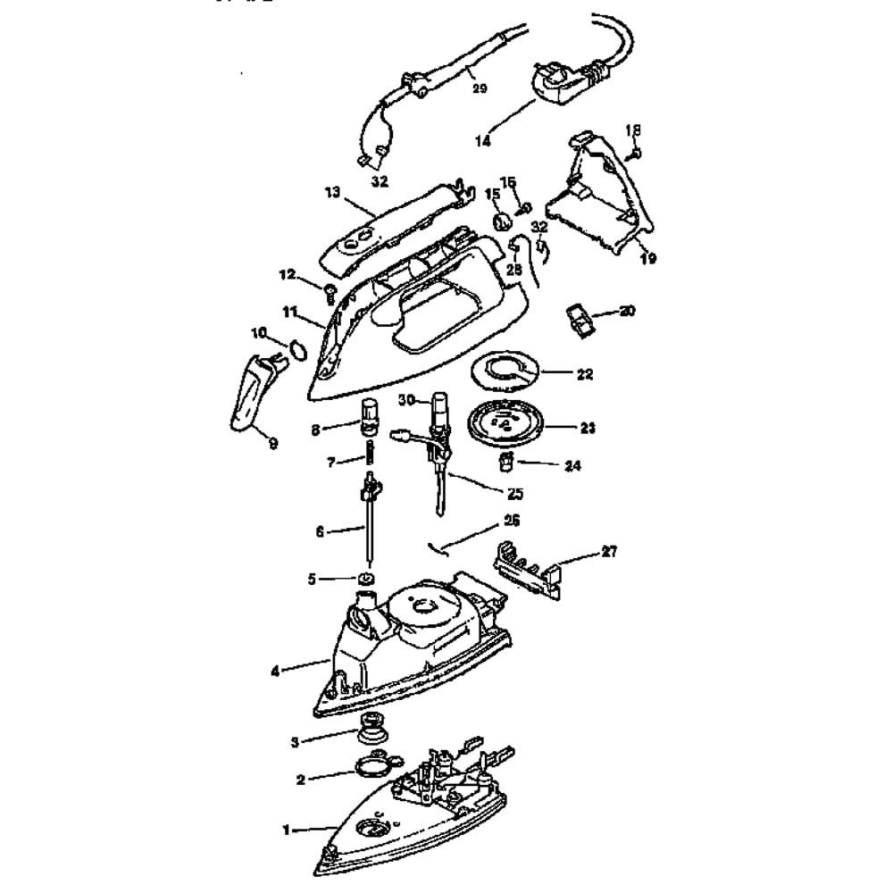 Replacement Parts Diagram and Parts List for F8115S  Black and Decker Iron